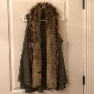 Faux Fur and Olive Green Vest